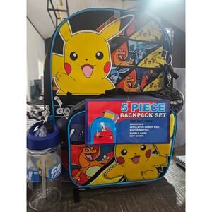 Bioworld Pokémon 5-piece backpack set Pikachu Collectors Cards Water Bottle NWT